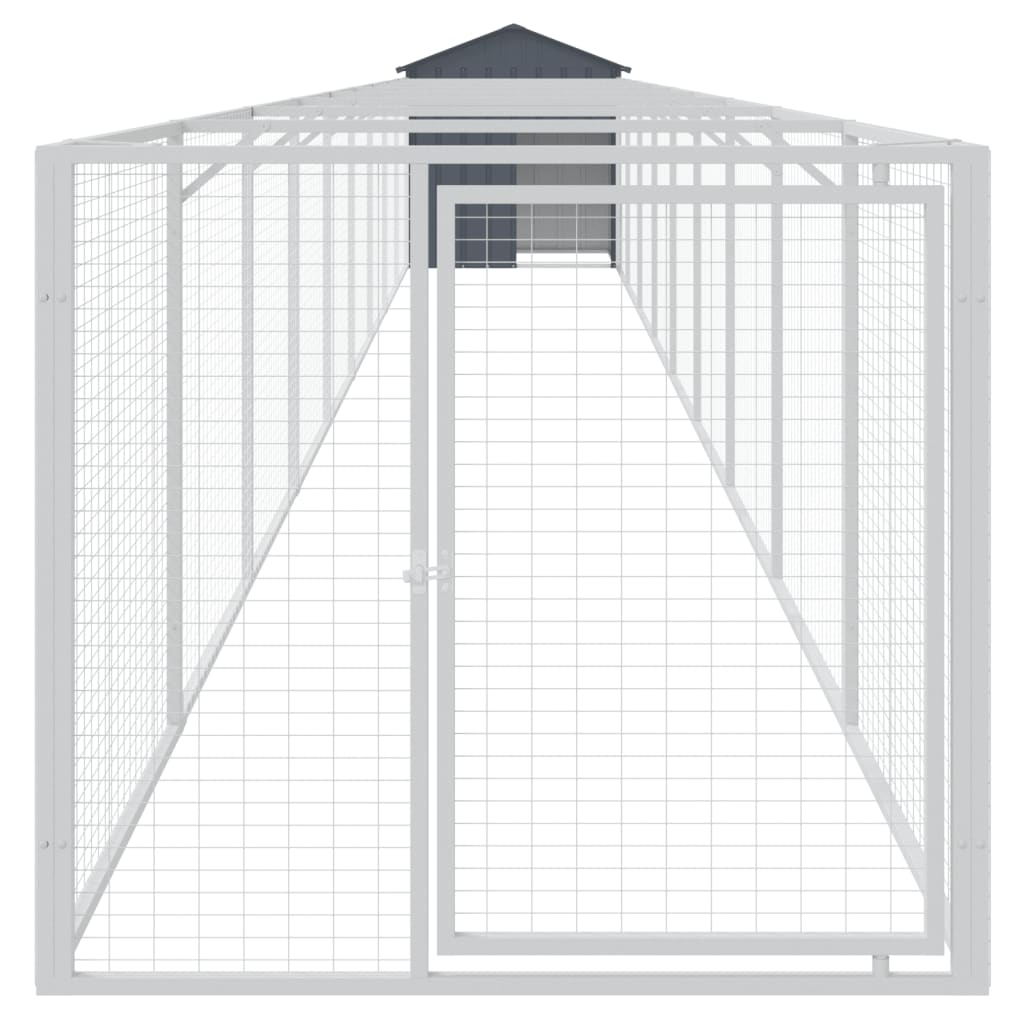 Caseta Perros Con Tejado Acero Galvanizado Gris 117x1017x123 Cm_2