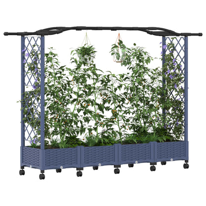 Cama Elevada Con Trellis Y Techo Gris 207 X 40 X 129 Cm Pp_2