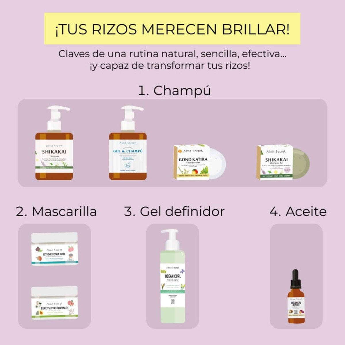 Gel Definidor de rizos Ocean Curl, Alma Secret, 250 ml