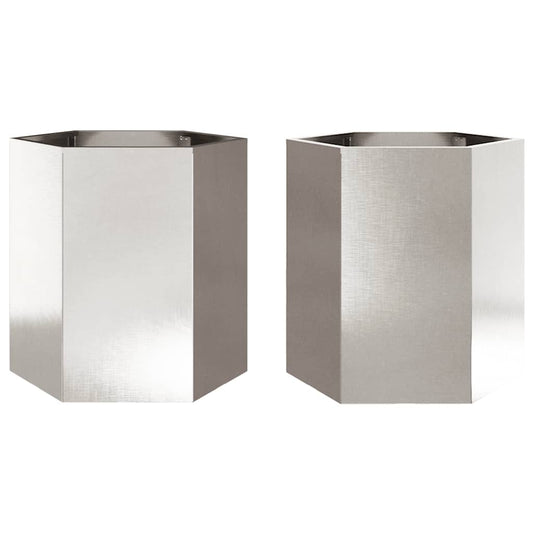 Jardineras Hexagonales 2 Uds Acero Inoxidable 46x40x45 Cm_0