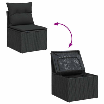 Set De Sofás De Jardín Y Cojines 8 Piezas Ratán Sintético Negro / Vetonek_2