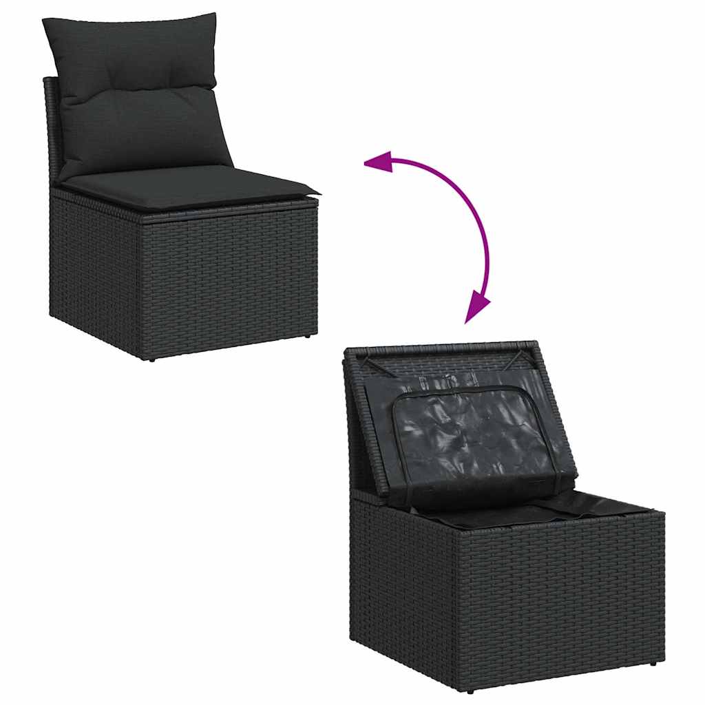 Set De Sofás De Jardín Y Cojines 8 Piezas Ratán Sintético Negro / Vetonek_3
