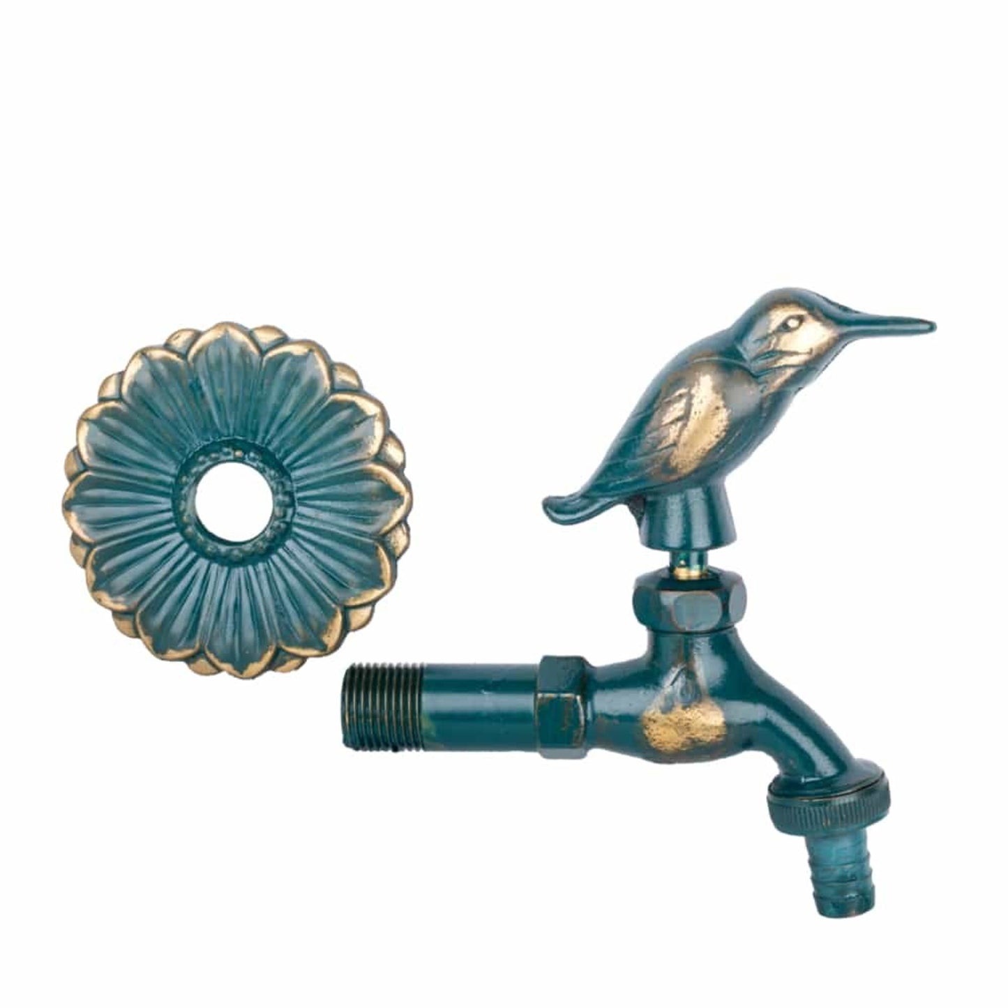 Grifo Jardín Vintage Con Pájaro Latón Patinado 1/2_2
