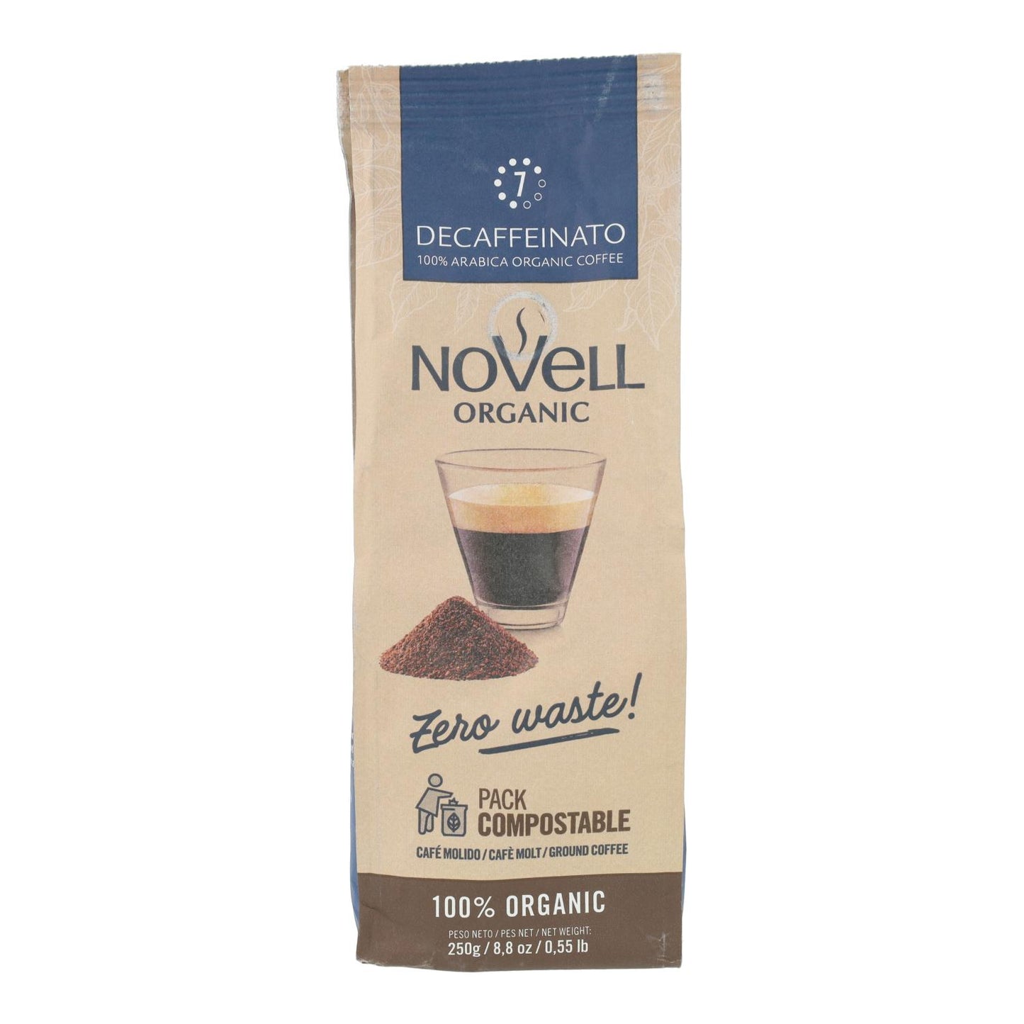 Café moído descafeinado biológico 250 g