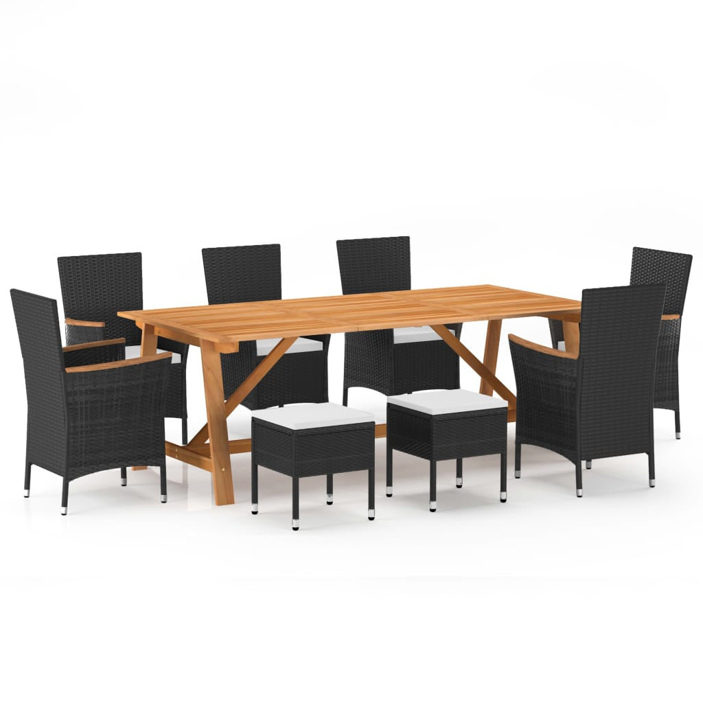 Vidaxl Juego De Comedor Para Jardín 9 Piezas Negro_0