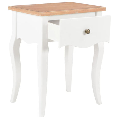 Mesita De Noche Madera Maciza De Pino Blanco Marrón 40x30x50 Cm_1