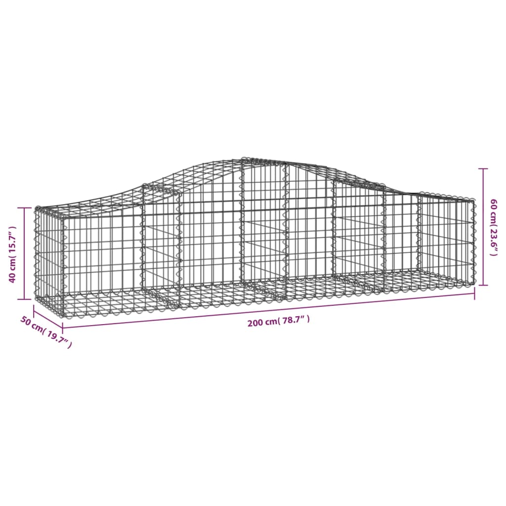 Cestas De Gaviones 20 Uds Forma De Arco Hierro 200x50x40/60 Cm_5