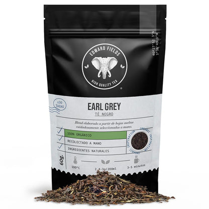 Chá preto Earl Grey biológico Edward Fields a granel 60g