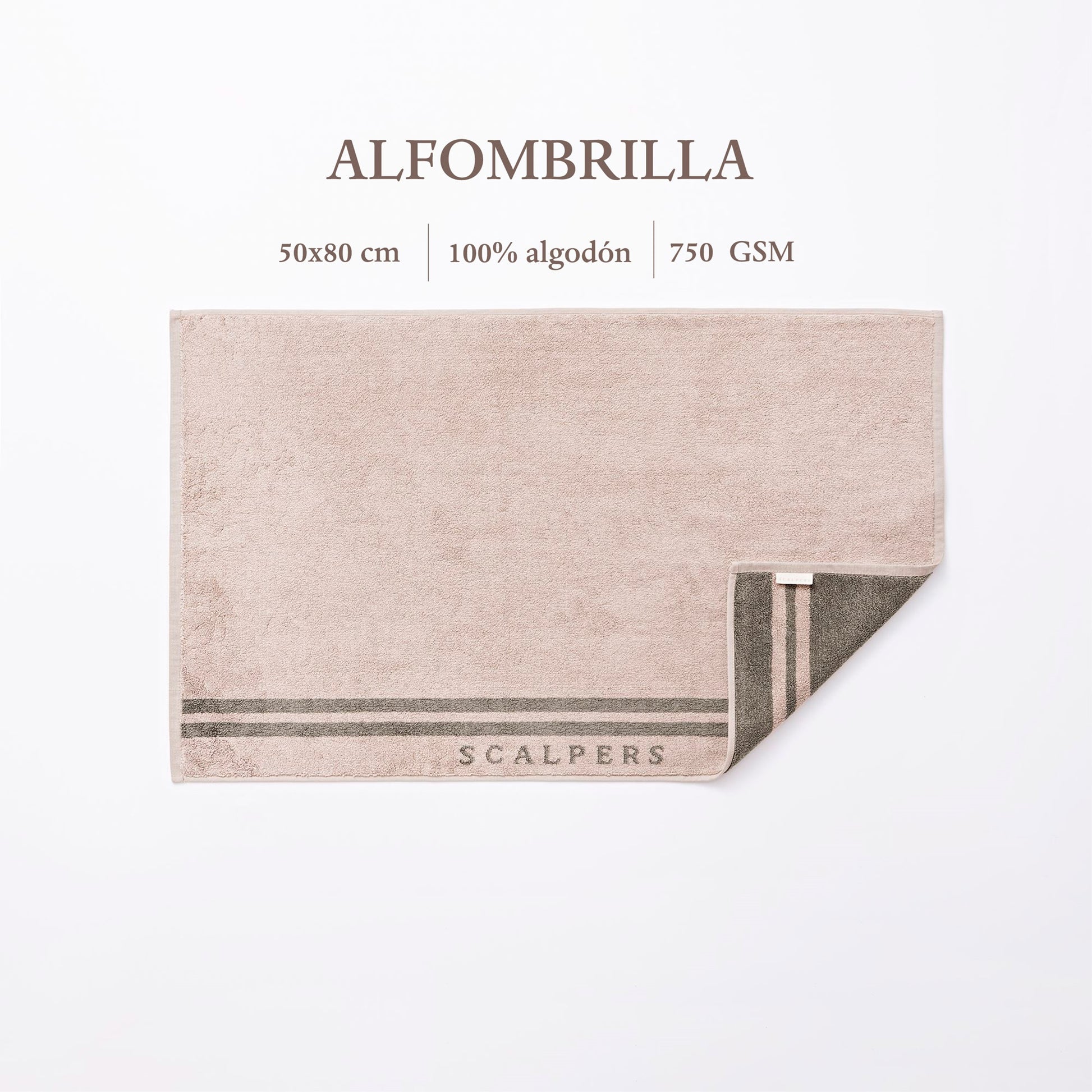 Alfombrilla De Baño 50x80cm En Algodón Beige Con Rayas Scalpers Home._1