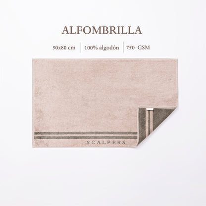 Alfombrilla De Baño 50x80cm En Algodón Beige Con Rayas Scalpers Home._1