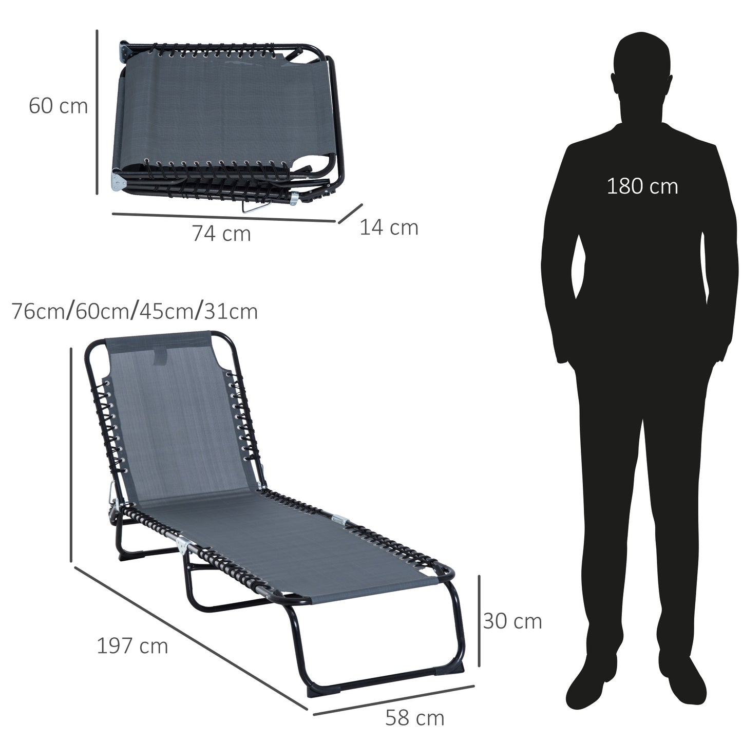 Outsunny Tumbona Plegable Y Ajustable De 4 Posiciones Con Sistema De Cordones_2