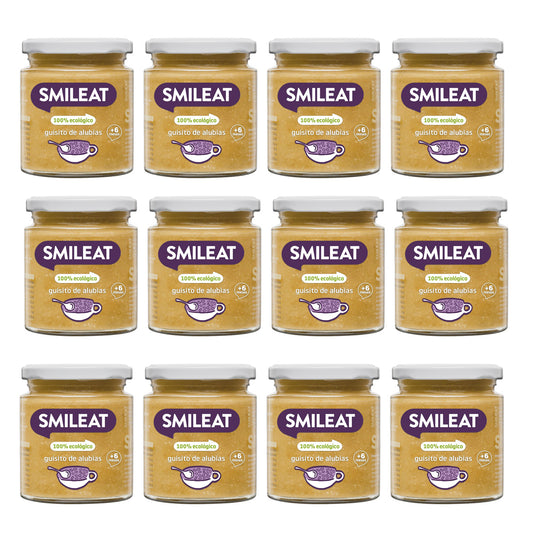Embalagem de 12 frascos de feijão biológico Smileat, 230 g