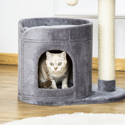 Pawhut Árbol Rascador Para Gatos Altura 59 Cm Con Cueva Poste De Sisal Y Bola_4