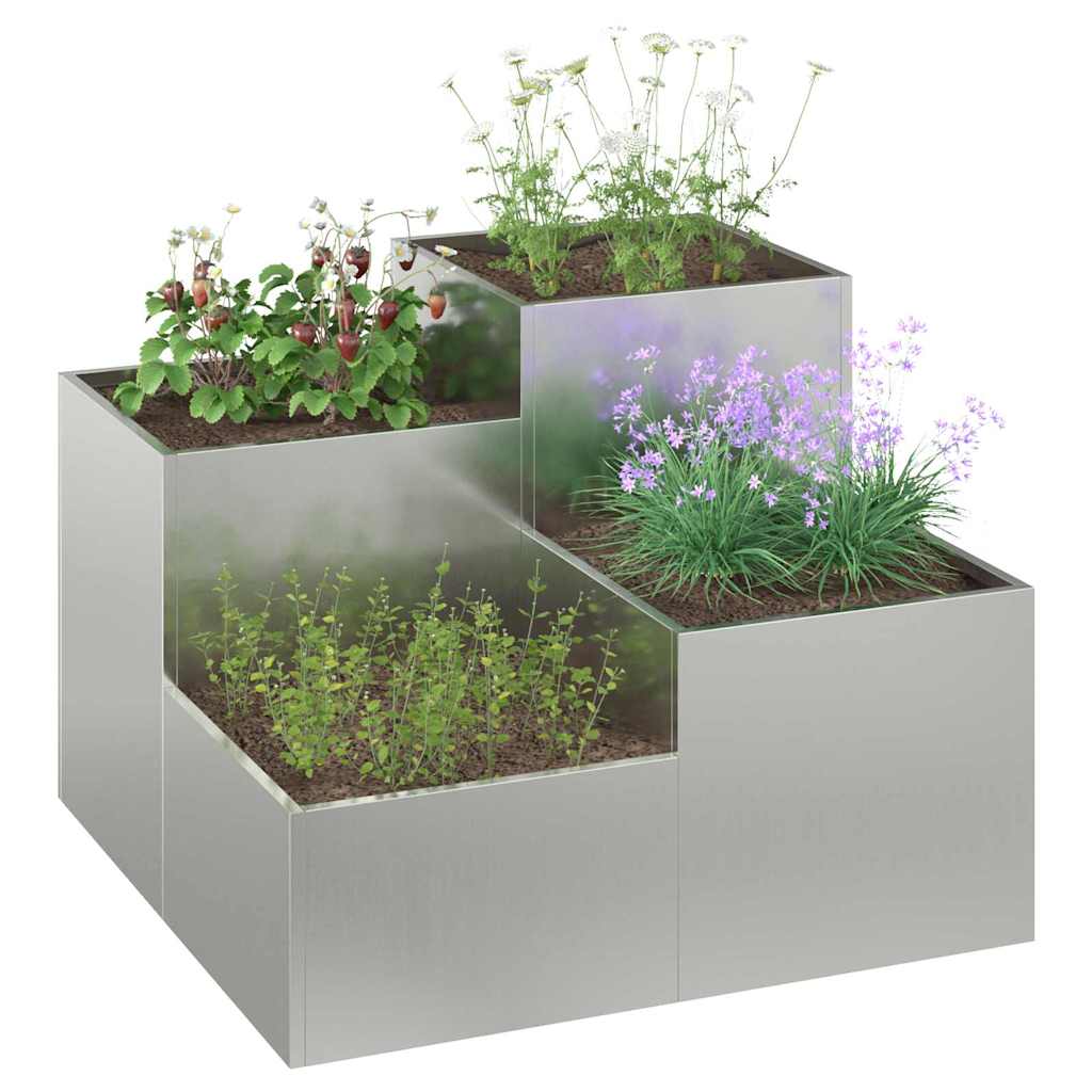 Maceta Para Jardín Plateado 100 X 100 X 60 Cm Acero Galvanizado_2