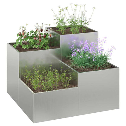 Maceta Para Jardín Plateado 80 X 80 X 60 Cm Acero Galvanizado_2