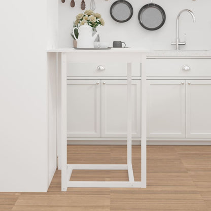 Mesa Alta De Bar Madera Maciza De Pino Blanca 80x80x110 Cm_2