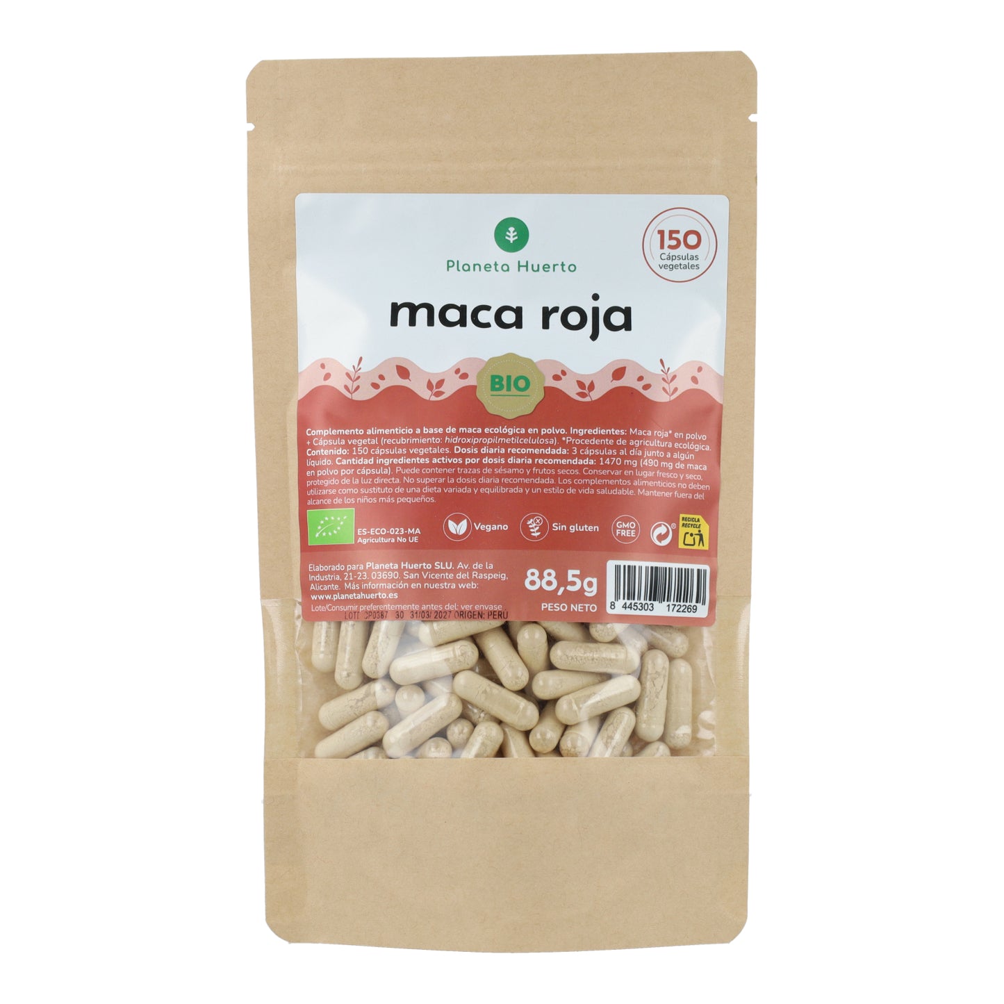 BIO Red Maca Planeta Huerto 150 cápsulas