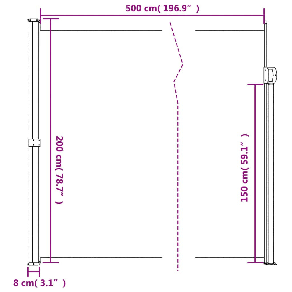 Vidaxl Toldo Lateral Retráctil Terracota 200x500 Cm_2