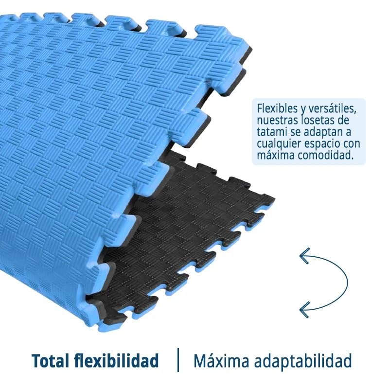 Artatami® Tatami Puzzle 1x1x20 mm Negro - Azul Pack Ahorro【2 Unidades】Gimnasios - Fitness - Pilates - Yoga_4