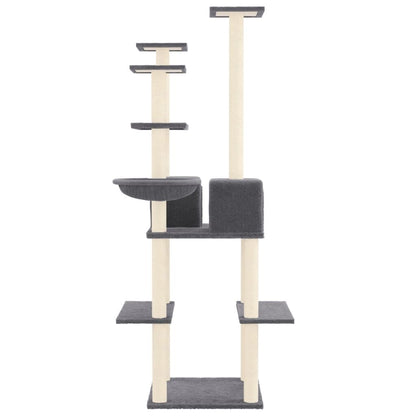 Vidaxl Rascador Para Gatos Con Postes De Sisal Gris Oscuro 167 Cm_3