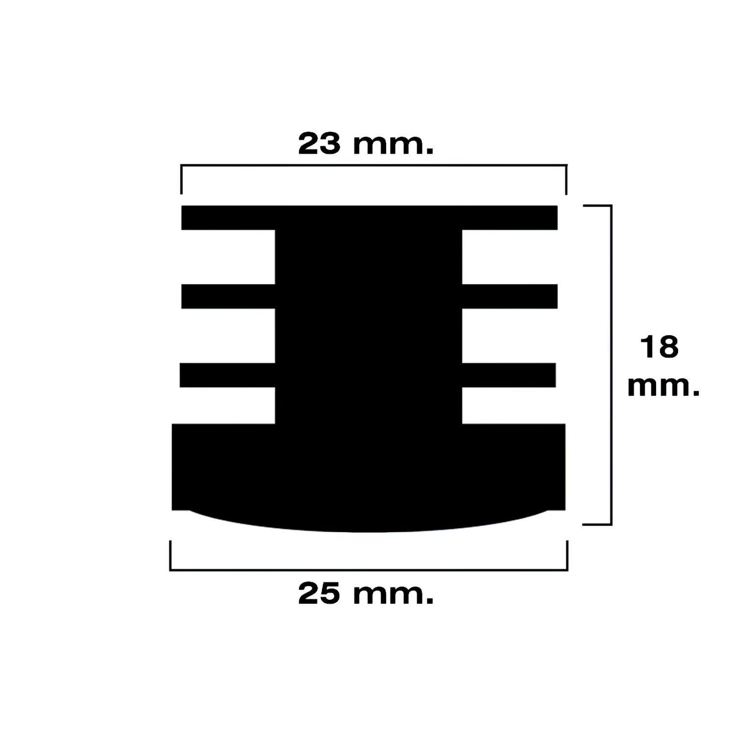 Contera Redonda Interior Negra 25mm. Blister 4 Piezas.