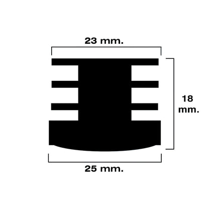 Contera Redonda Interior Negra 25mm. Blister 4 Piezas.