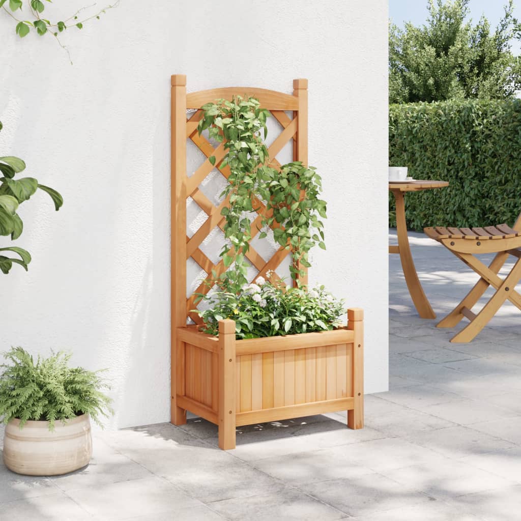 Jardinera Con Enrejado Marrón 40x30x90 Cm Madera Maciza De Abeto_2