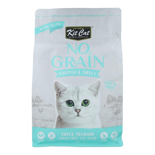 Kit Cat Ração Sem Grão para Gatos - Frango e Peru 1 Kg Alimento natural para gatos