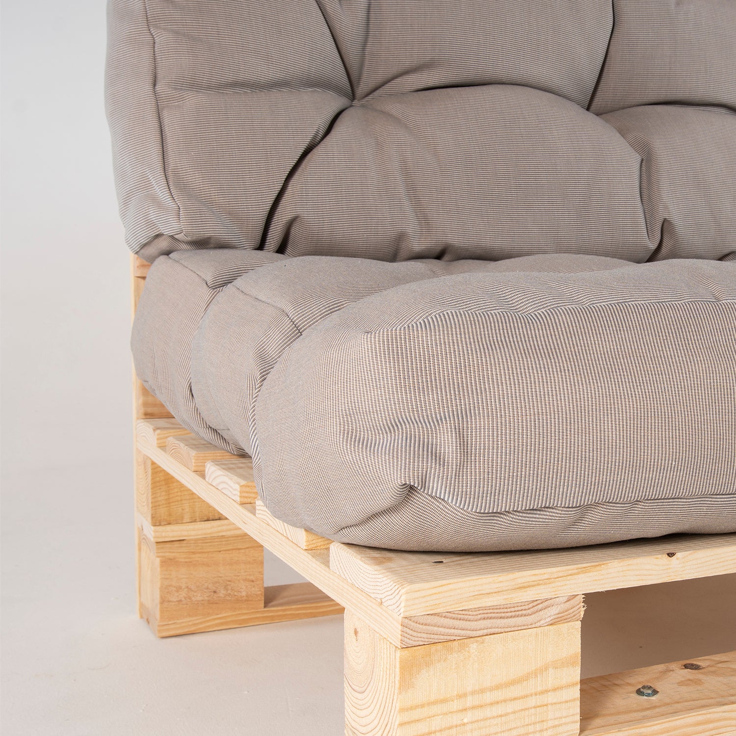 Sofá De Palet + Cojín De Asiento 80x120x16 Cm + Cojín Respaldo 42x120x16 Cm, Lux Color Cappuccino, Repelente Al Agua_3