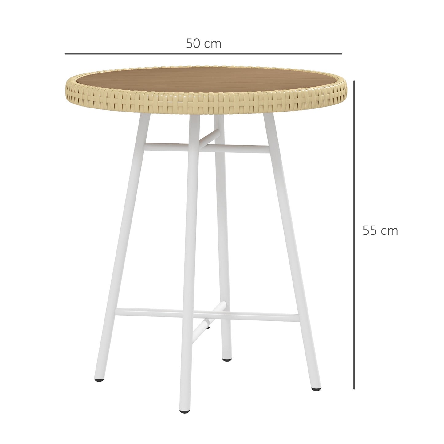Outsunny Mesa Auxiliar De Ratán Sintético Carga 30 Kg 50x50x55 Cm Natural_2
