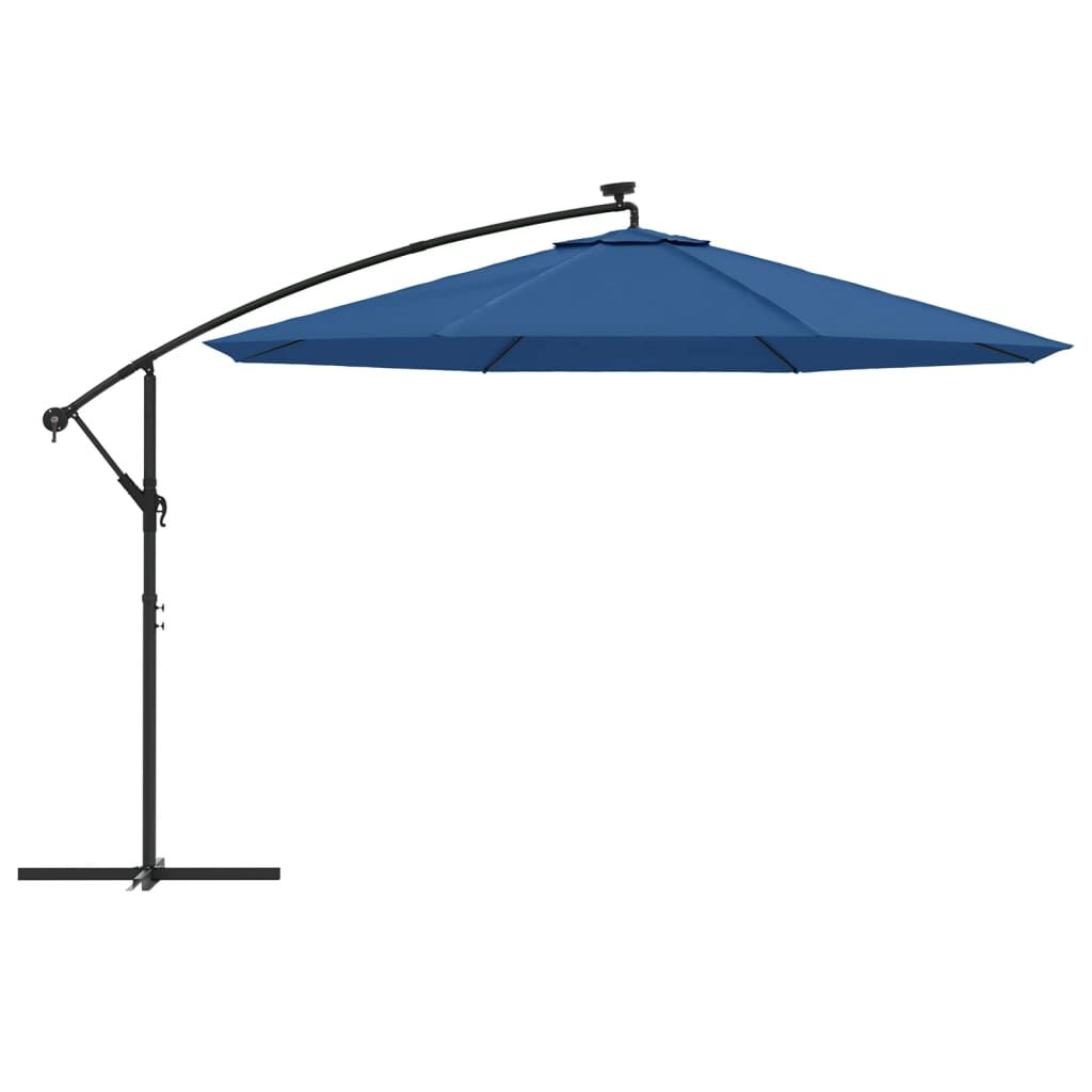 Vidaxl Sombrilla De Jardín Voladiza Con Luces Led Azul Celeste 350 Cm_3