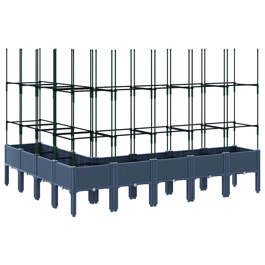 Jardinera Con Enrejado Pp Azul Gris 200x160x142,5 Cm_4