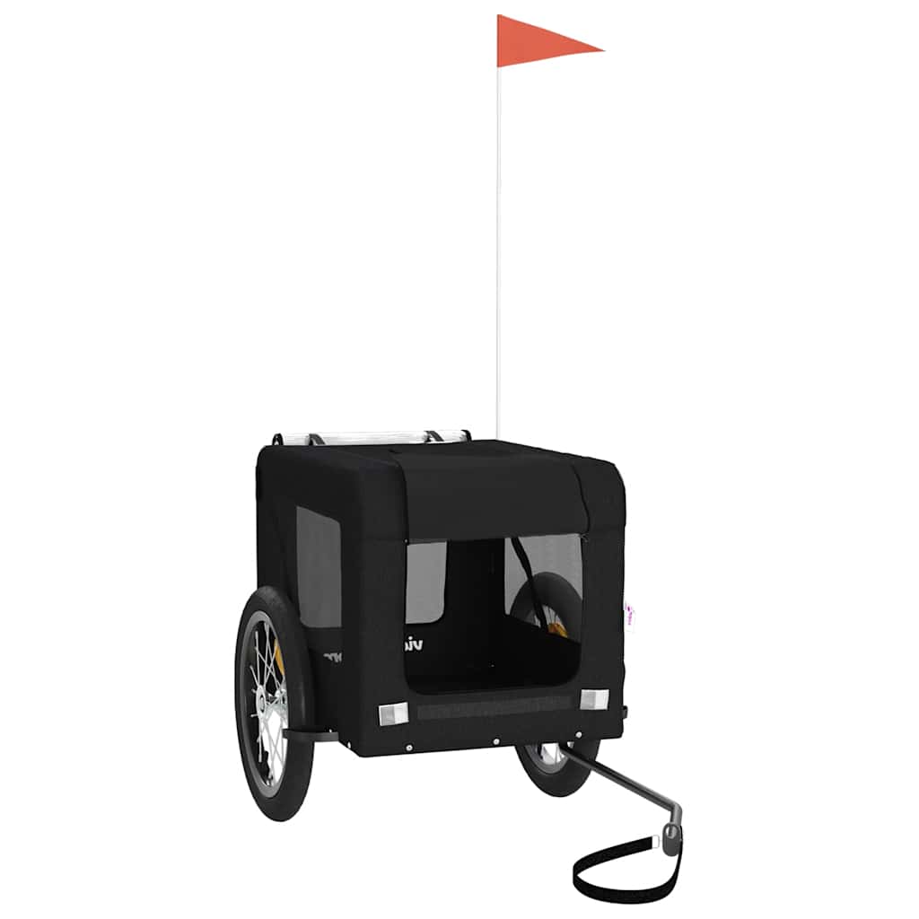 Remolque De Bicicleta Mascotas Hierro Tela Oxford Negro_2