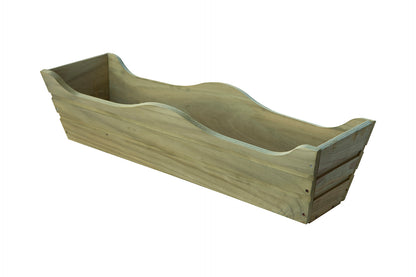 Jardinera De Balcon Ondulada De Madera Autoclave De 80 X 20 X 19,5 Cm 16l + Bolsa Geotextil_0