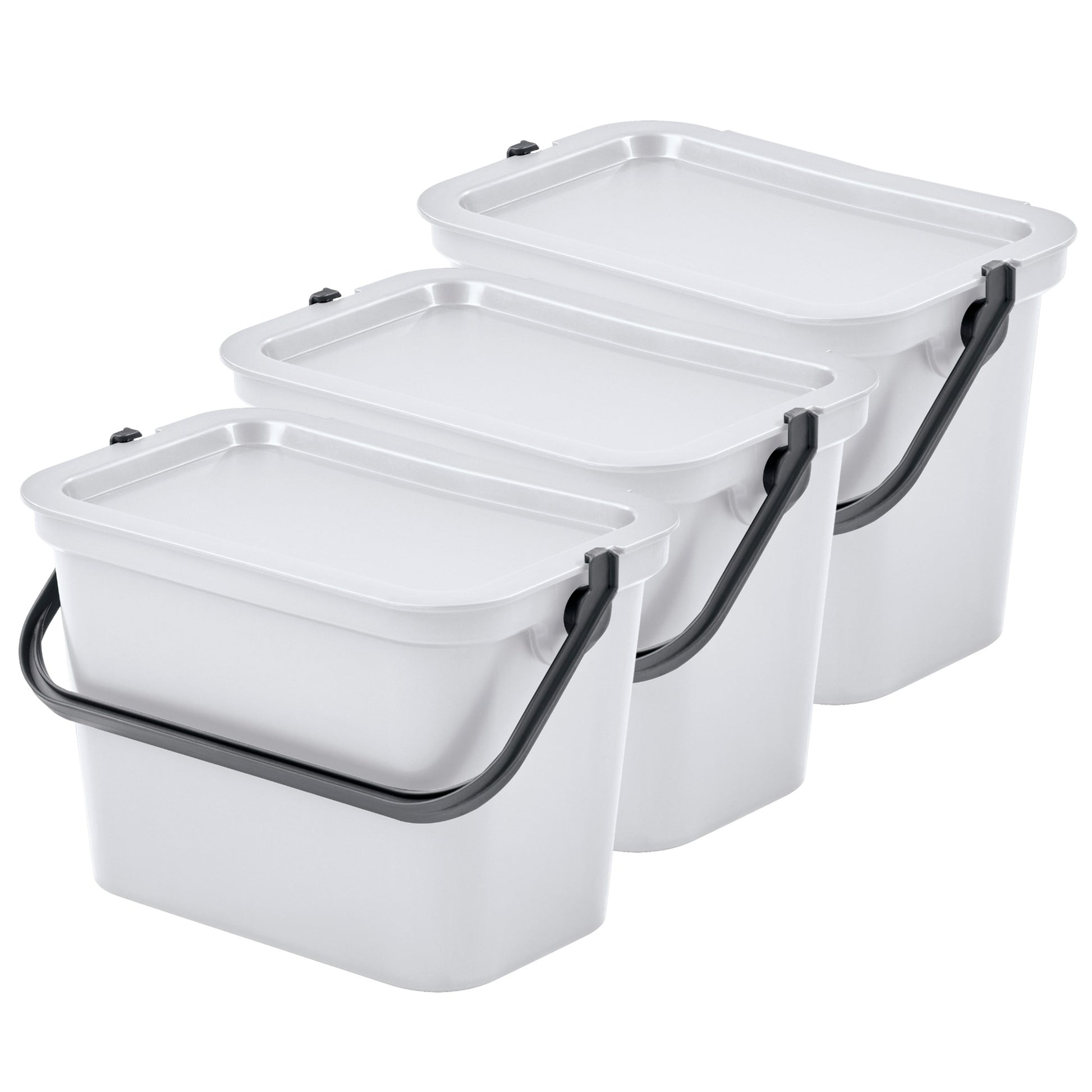 Set De 3 Papeleras moda 5l Blanco Con Asa