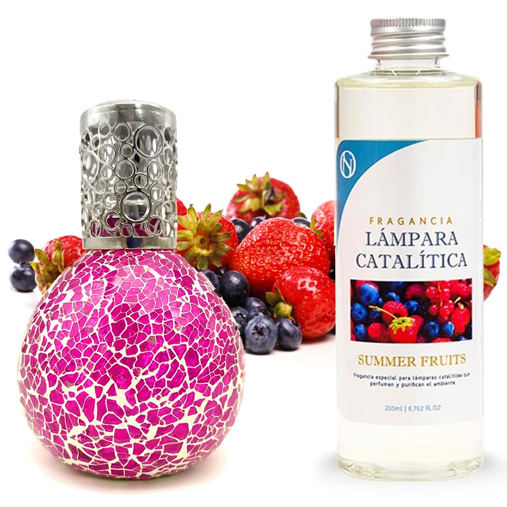 Lámpara Catalítica Mosaico Fucsia + Aroma Summer Fruits 500ml - Elimina Olores, Perfuma Y Mejora La Calidad Del Aire_0