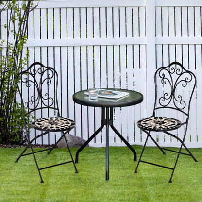 Outsunny Set De 2 Sillas De Jardín Plegables Con Mosaico Cerámico 40x50x92 Cm_1