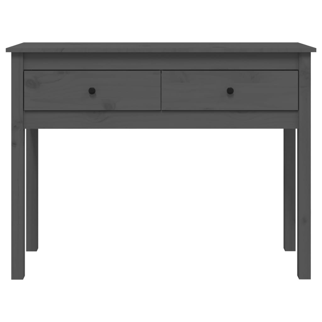 Mesa Consola De Madera Maciza De Pino Gris 100x35x75 Cm_4