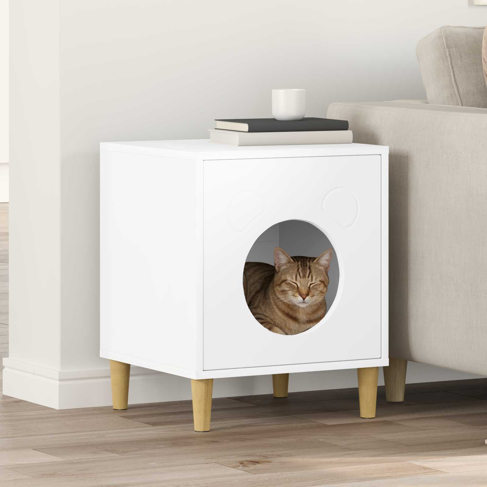 Casa Para Gatos 42,5 X 40 X 53 Cm Madera De Ingeniería_1