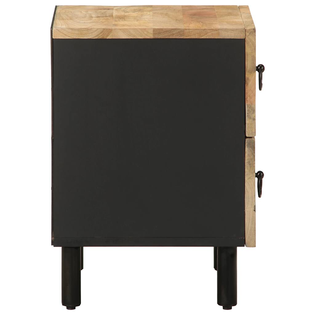 Mesitas De Noche 2 Uds Madera Mango Rugosa Negro 40x33,5x46 Cm_3
