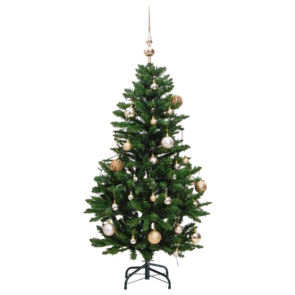 Vidaxl Árbol De Navidad Artificial Con Bisagras 150 Led Y Bolas 150 Cm_3