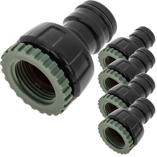 Pack De 5 Unidades Adaptador De Grifo Hembra Con Rosca De 3/4 - 1 Pulgada Color Negro Y Verde_0