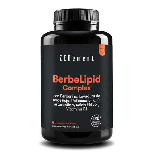 Complexo DrinkLipid com berberina, arroz vermelho fermentado, policosanol, Q10, astaxantina, ácido fólico e vitamina B1 Zenement, 120 comprimidos