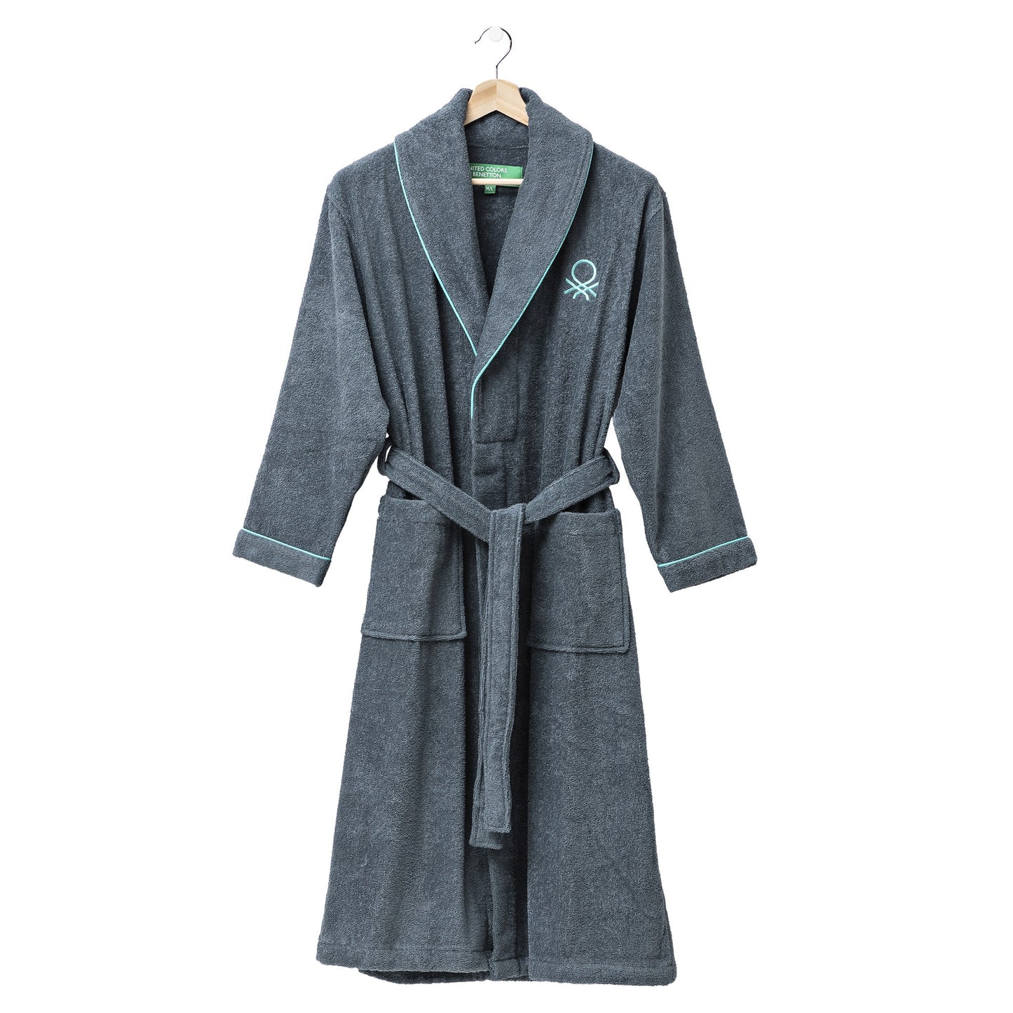 Albornoz L/xl 360gsm 100%algodon Gris Oscuro Casa Benetton