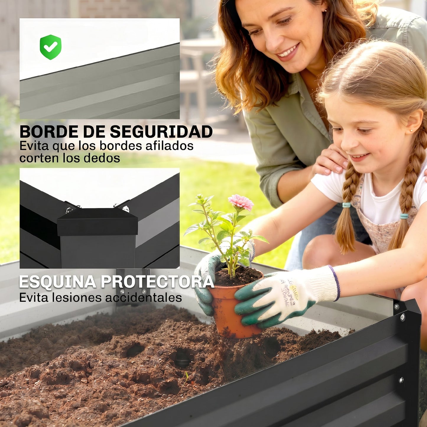 Outsunny Juego De 2 Jardineras De Exterior De Acero 100x60x30 Cm Gris Oscuro_5
