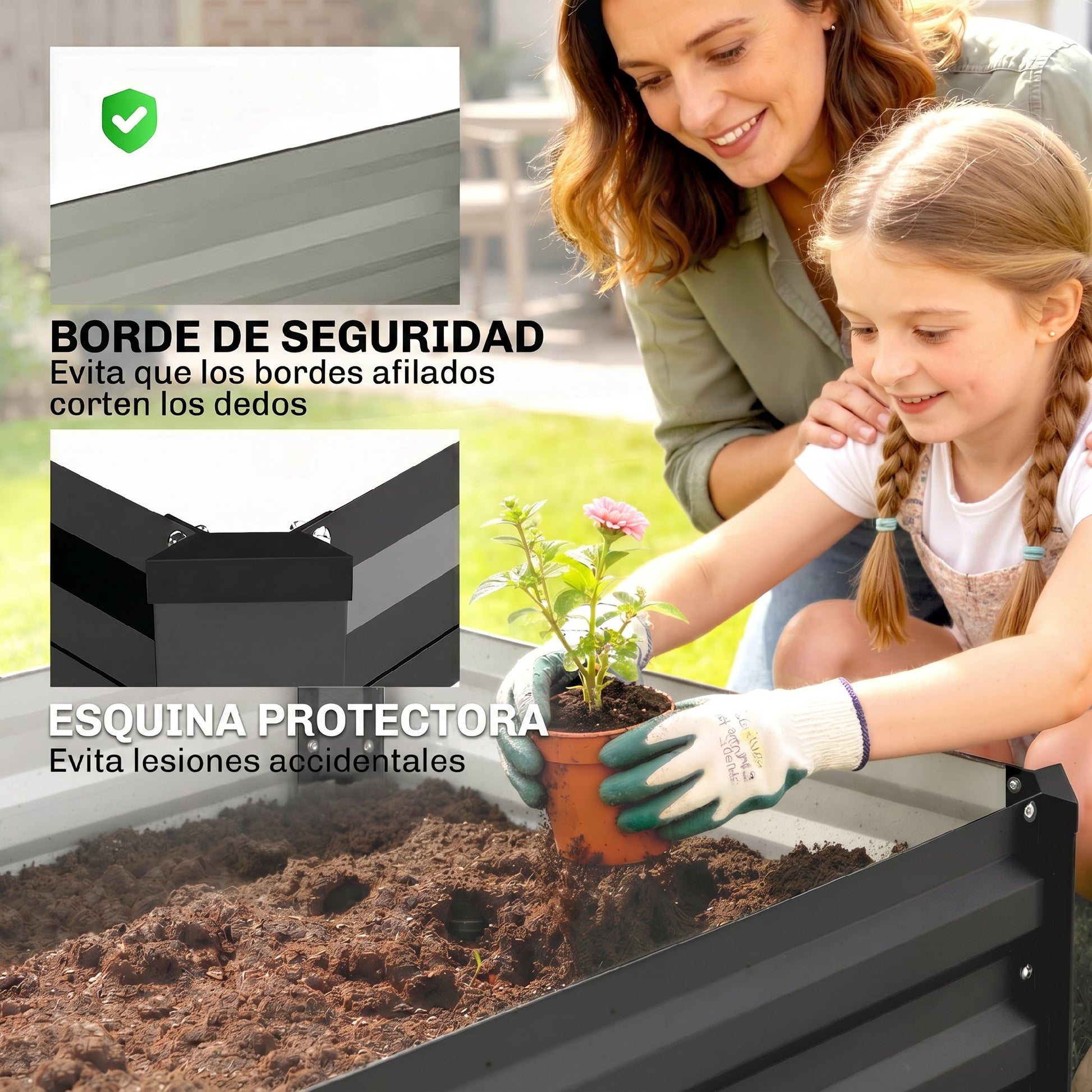 Outsunny Juego De 2 Jardineras De Exterior De Acero 100x60x30 Cm Gris Oscuro_5