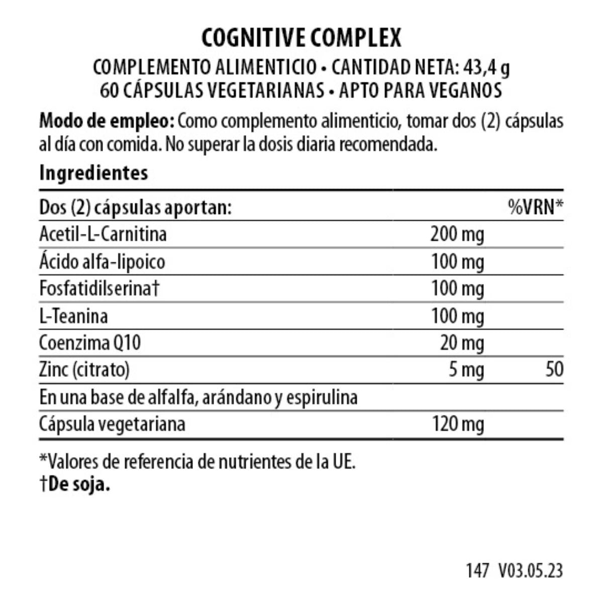 Complexo Cognitivo 60 cápsulas vegetais