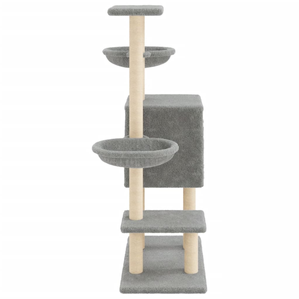 Rascador Para Gatos Con Postes De Sisal Gris Claro 117 Cm_4