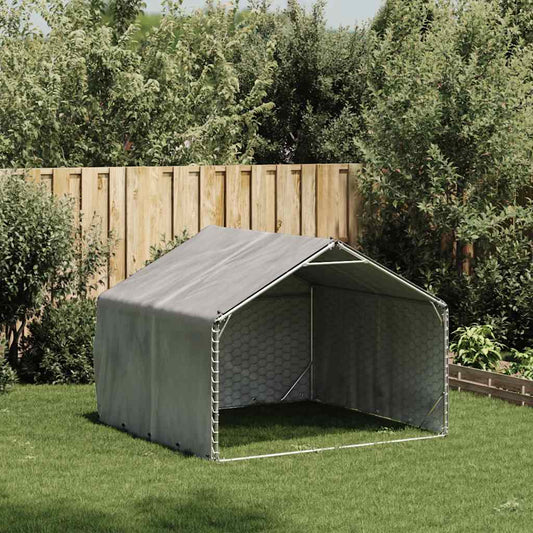 Caseta Para Perros De Exterior Con Cubierta 2x2x1,5 M De Acero Galvanizado_0
