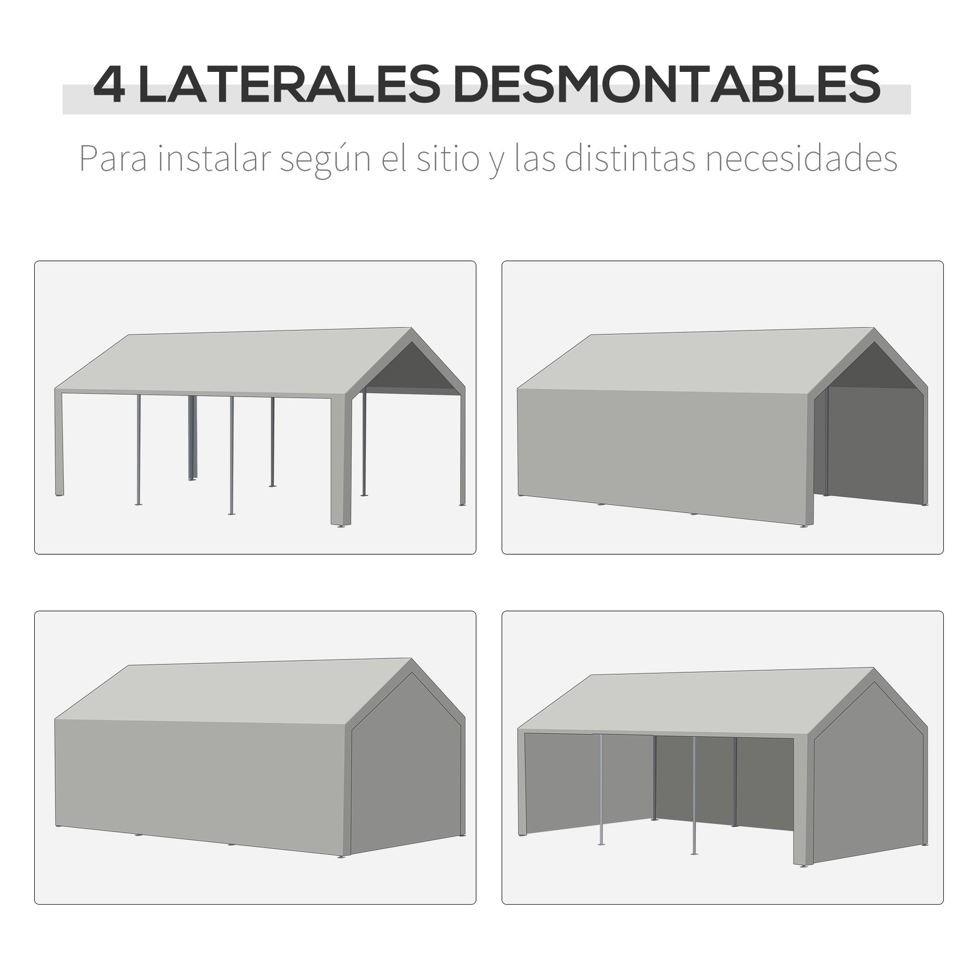 Outsunny Carpa Para Fiestas 6x3m Con 2 Paredes Extraíbles 6 Ventanas Cremalleras_5